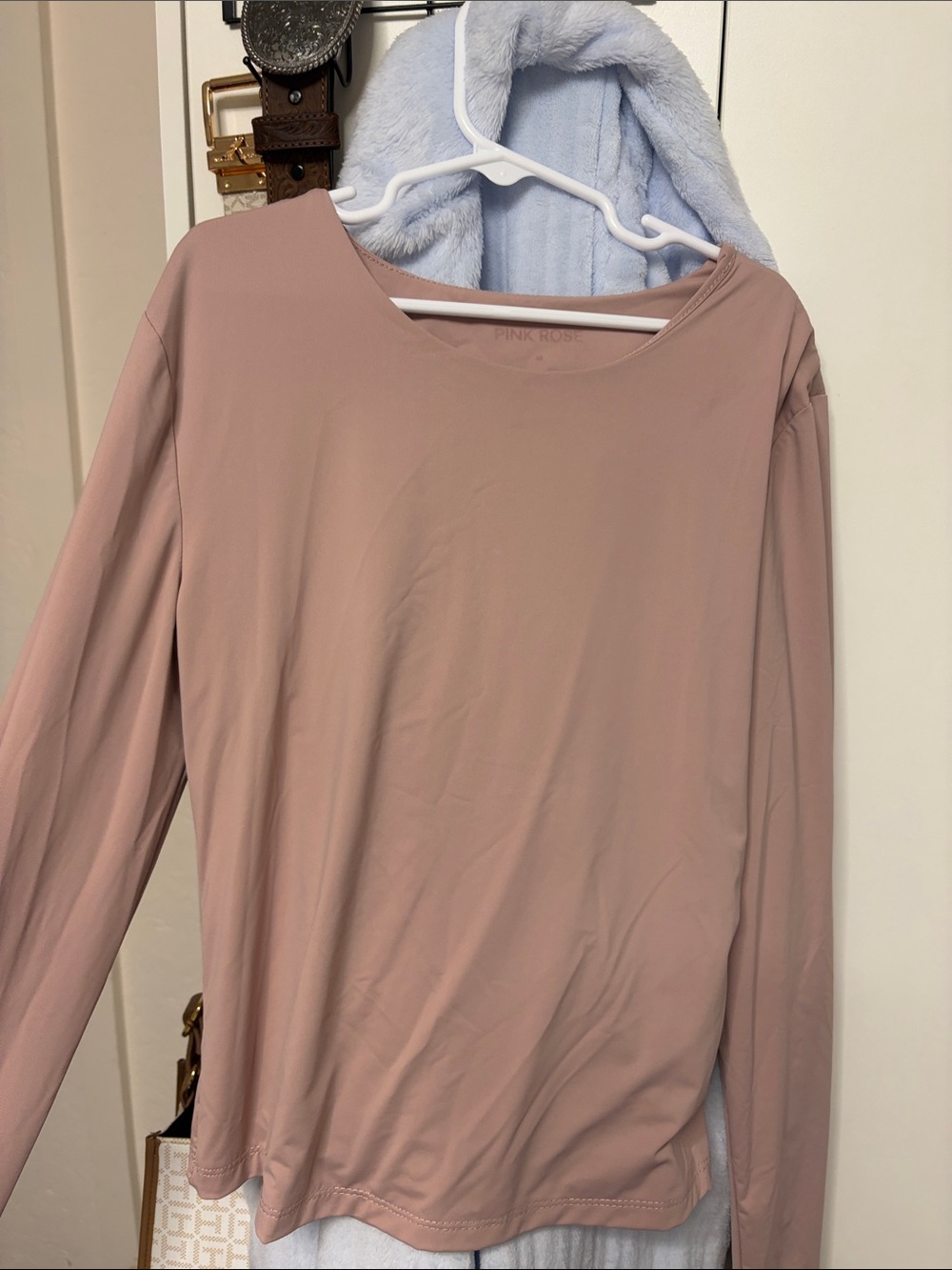 Pink Rose Dusty Mauve Long Sleeve Crewneck Top